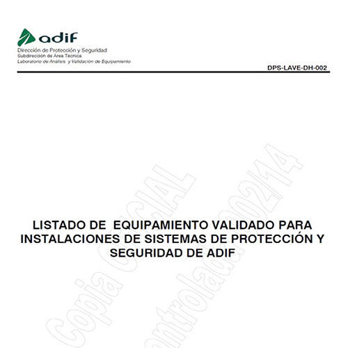 Producto homologado por ADIF para sus instalaciones dps-lave-oh002.